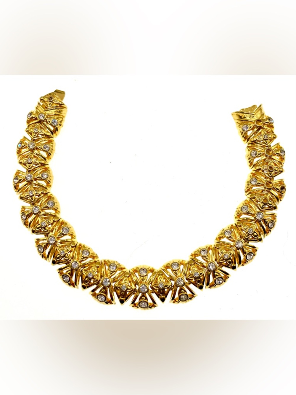 Vintage 90s Nolan Miller Gold Tone Rhinestone Bracelet Signed Glam Statement
